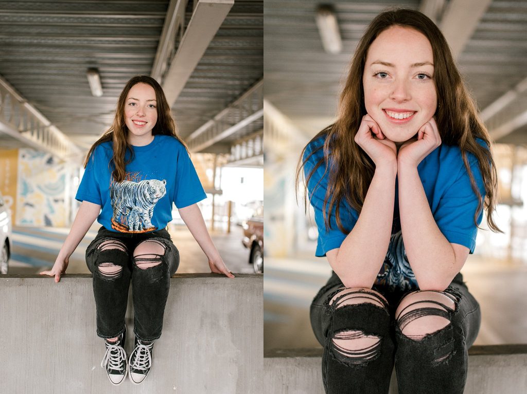 Fort Worth Urban Senior Session with Parking Garage and Murals
