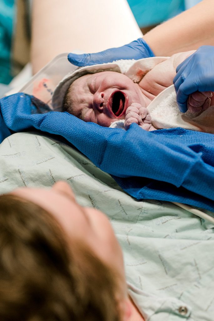 Baby's first cry after birth at Baylor Hospital 