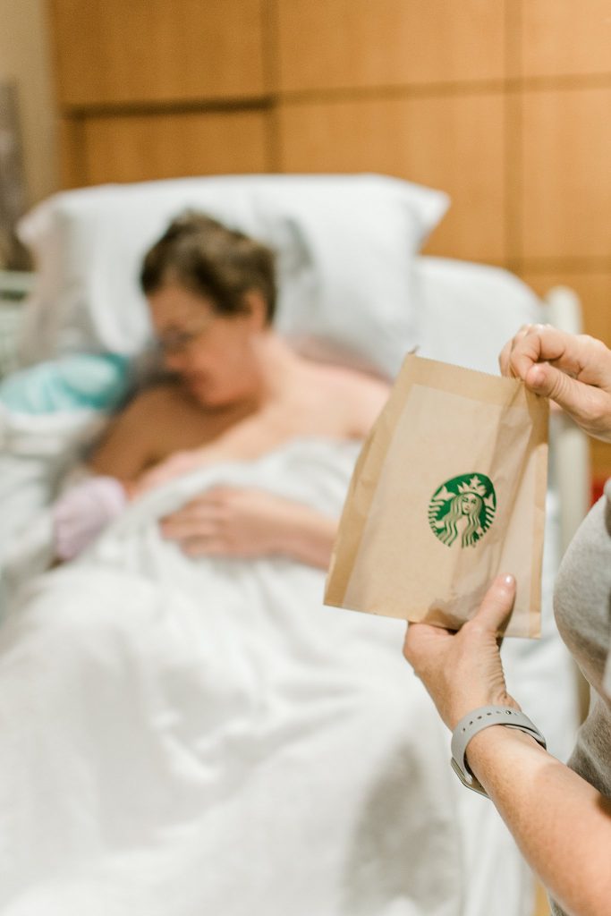 Starbucks after birth at Baylor Hospital 