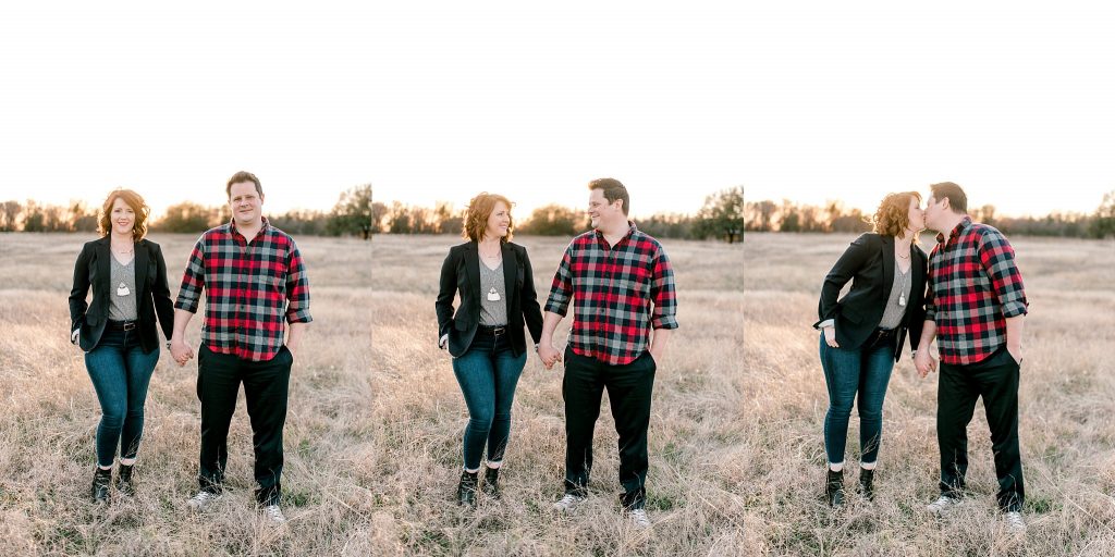 Sunset Lake Engagement Session with Kisses
