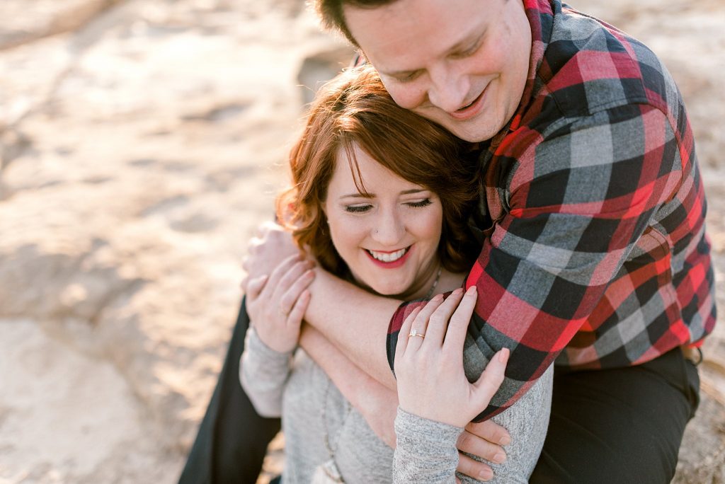 Grapevine Engagement Session Sitting on the Rocks