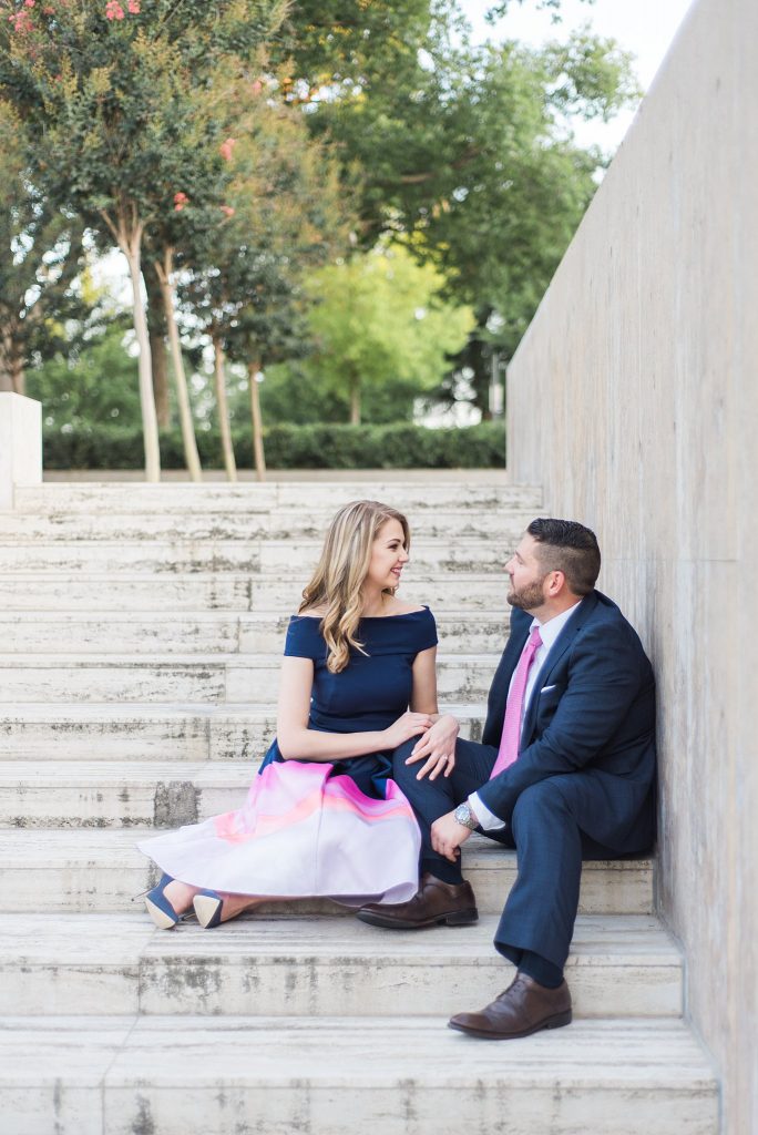 A Navy Blue Themed Kimbell Art Museum Engagement SessionA Navy Blue Themed Kimbell Art Museum Engagement Session