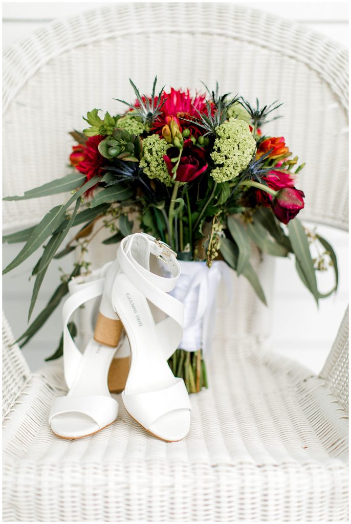 Bridal Details with shoes and flowers