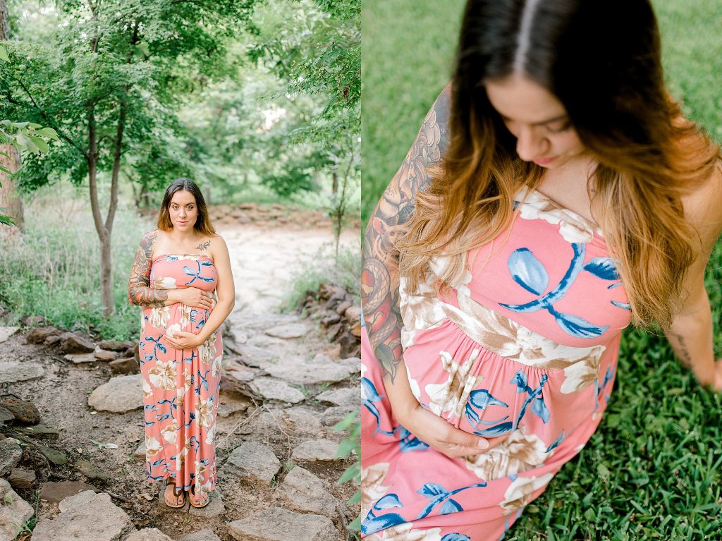 Denton Maternity Session in the rock garden at TWU
