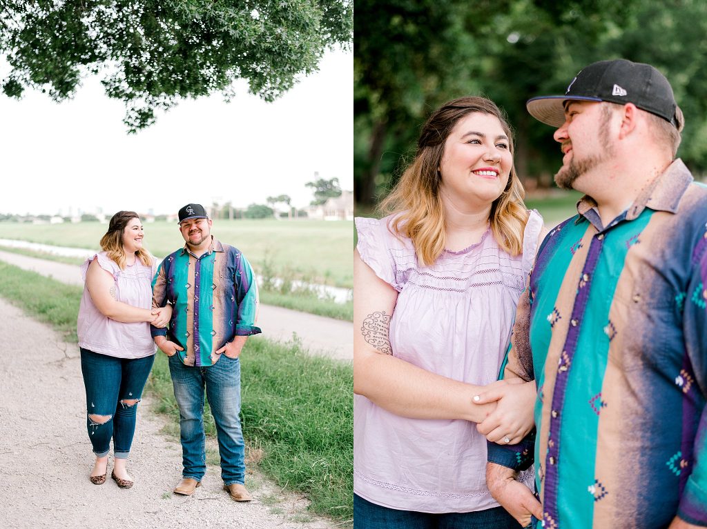 Fort Worth Engagement Session with couple looking at each other