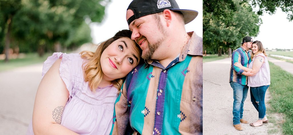 Fort Worth Engagement Session with couple looking at each other