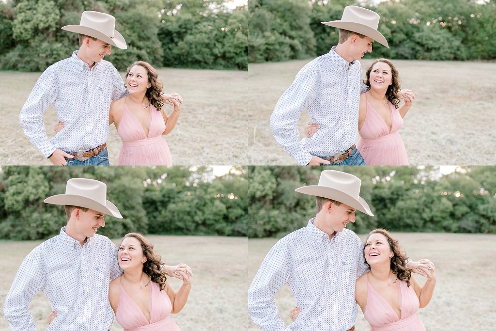 Country bride and groom during engagement session