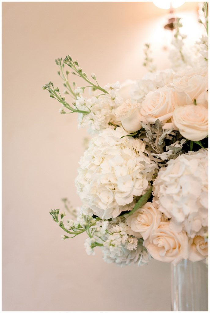 Soft floral wedding centerpiece