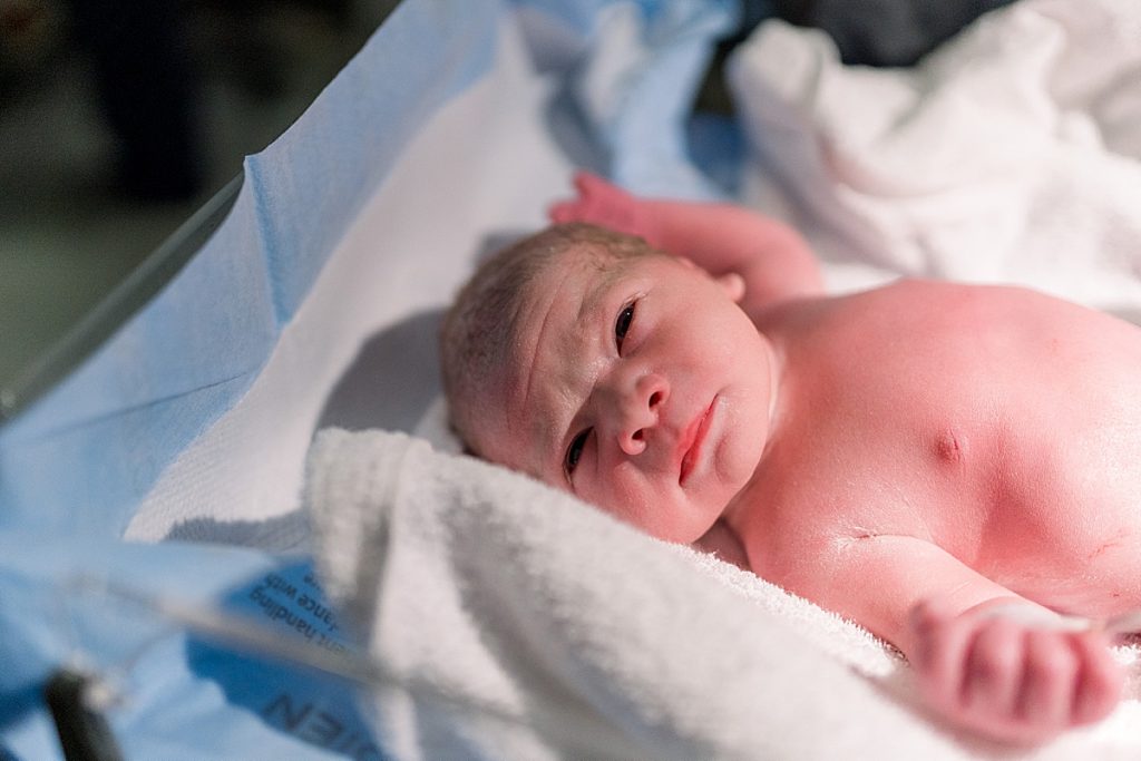 Newborn baby boy during his Texas Health Natural Birth