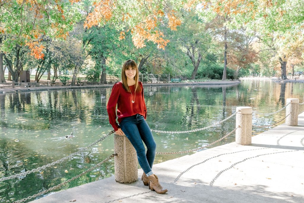 Girl standing in park in Texas senior session