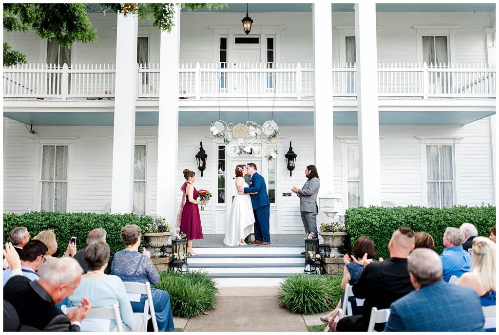 Wedding on the steps at The Bingham House in McKinney Texas