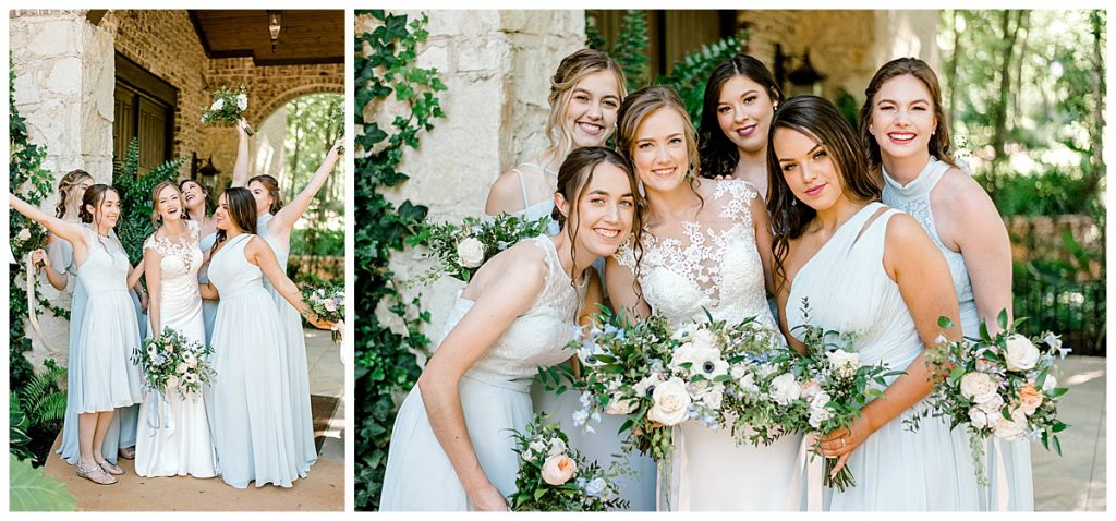 Tuscan garden wedding theme| Bride and bridesmaids at Hidden Waters Events Wedding