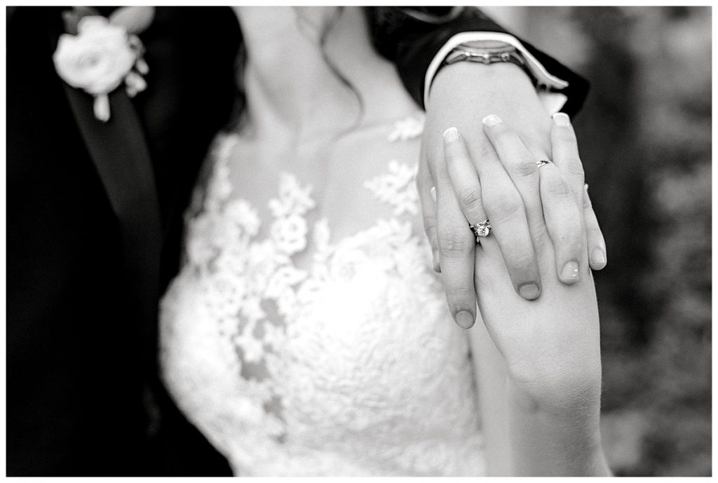 BW close up wedding ring shot- Sabel Moments Photography