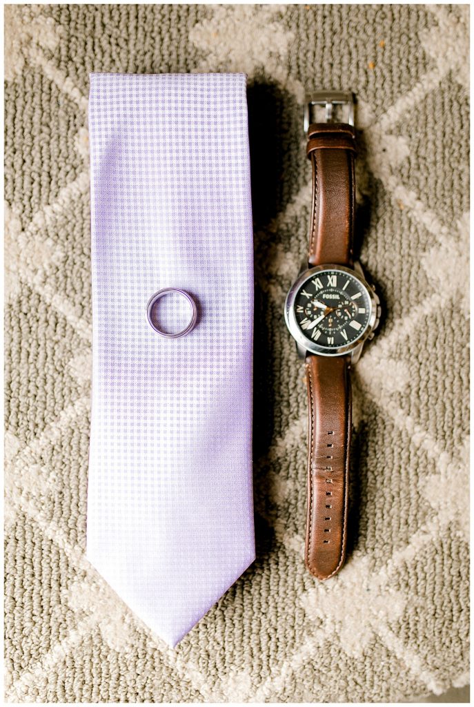 Groom details| Lavender tie| Grooms watch| Grooms wedding ring