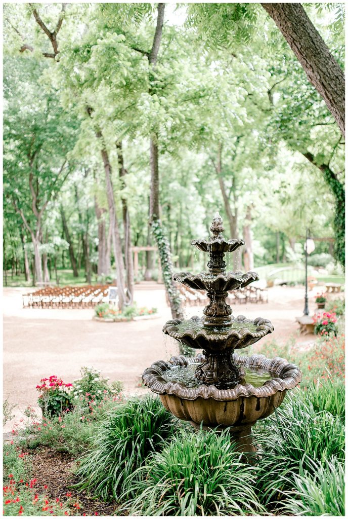 Water fountain with outdoor wedding venue Hidden Waters Events