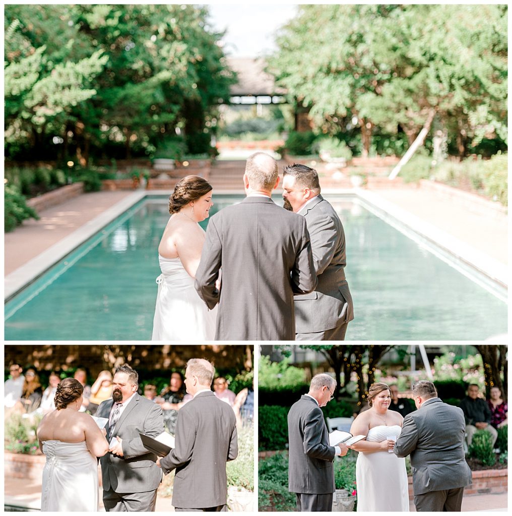 Bride and groom say vows at Clark Gardens Texas wedding venue