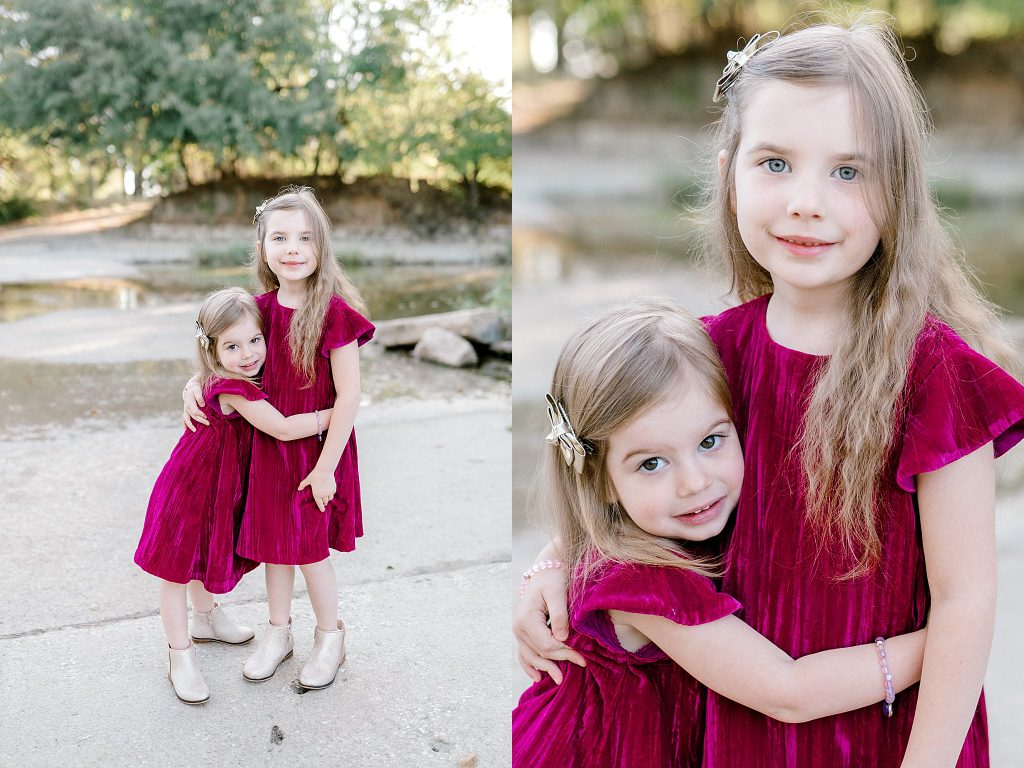 Sisters smiling during Fort Worth family session