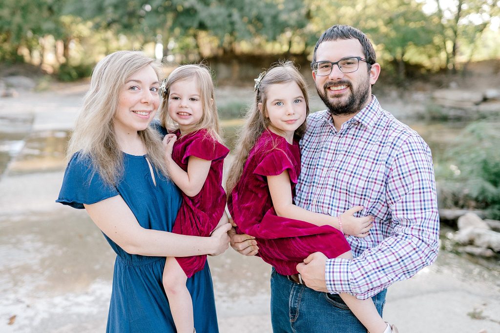 Blue and Maroon outfits for family session