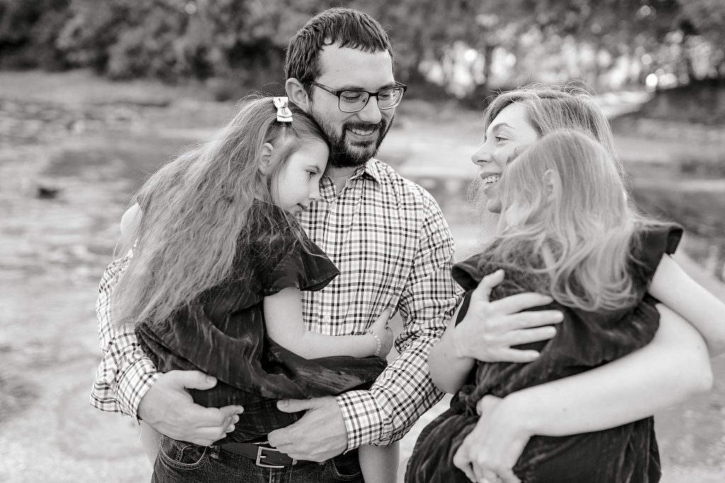 Black and White of family for Fort Worth Family Session