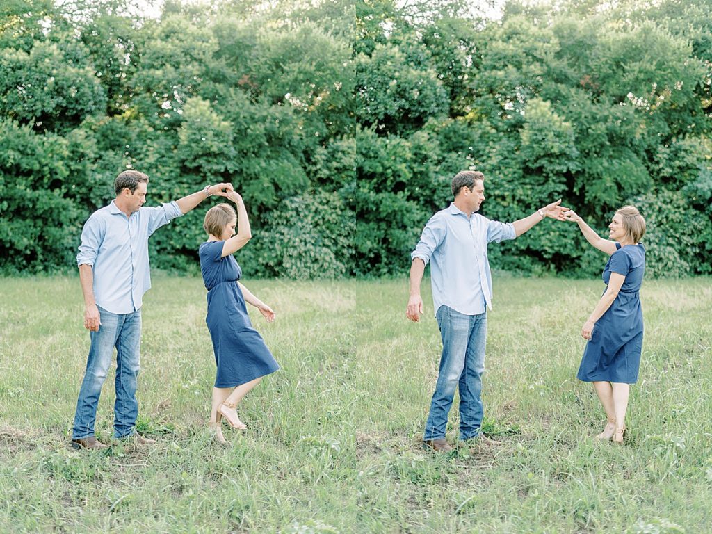 Couple dancing in field