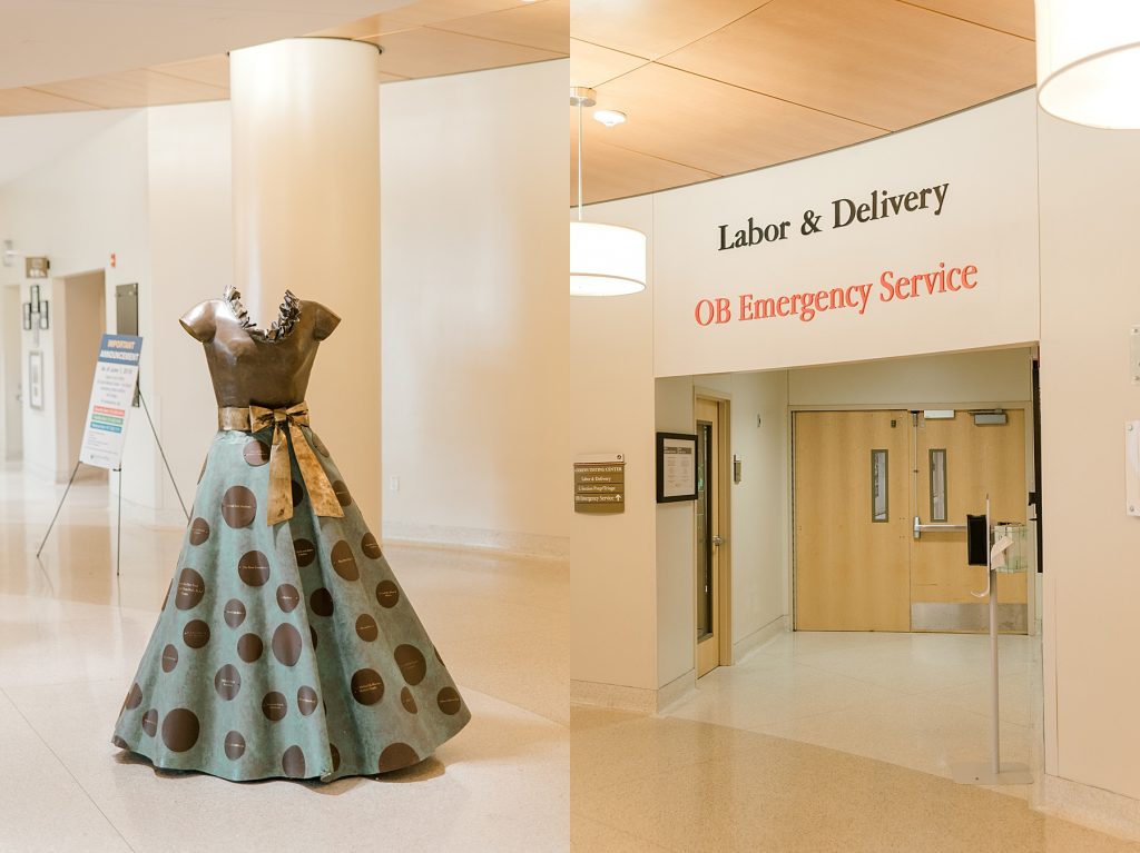 Polka dotted dress statue at Baylor Scott & White labor and delivery center