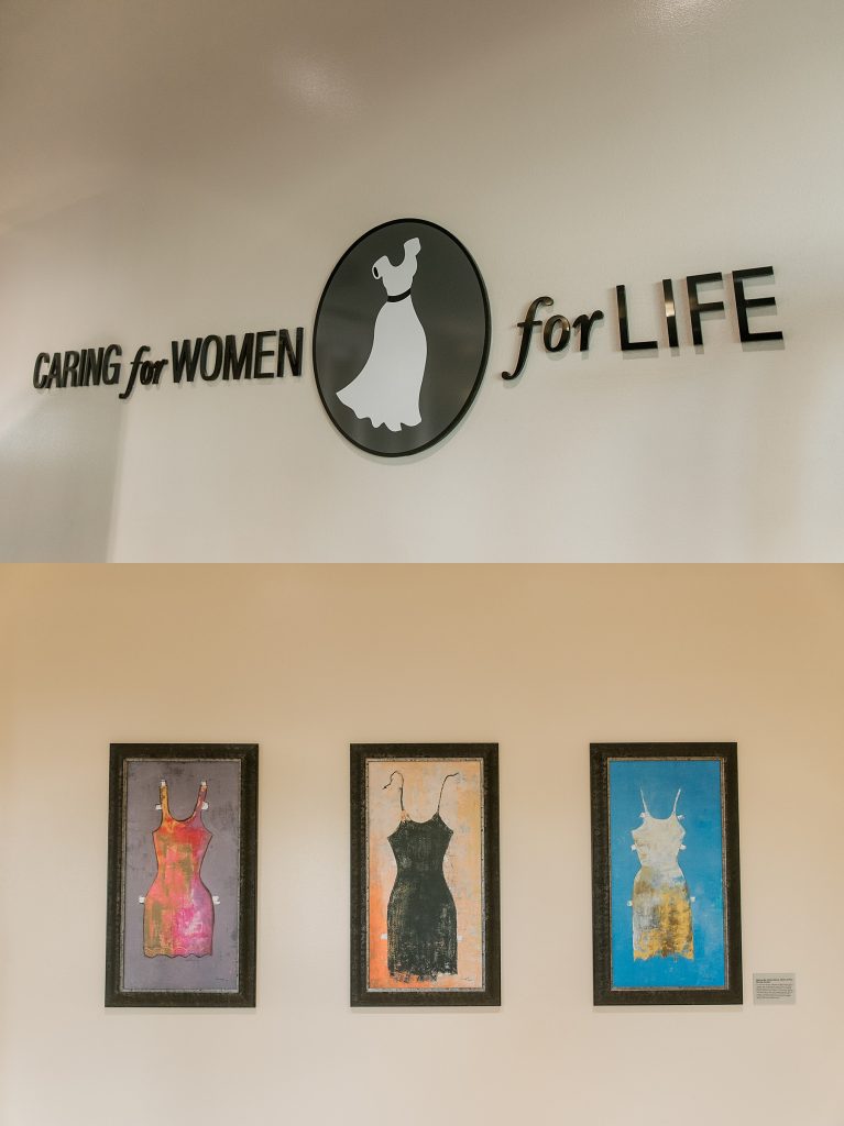 Caring for Women for life dress sign at Baylor Scott White medical center
