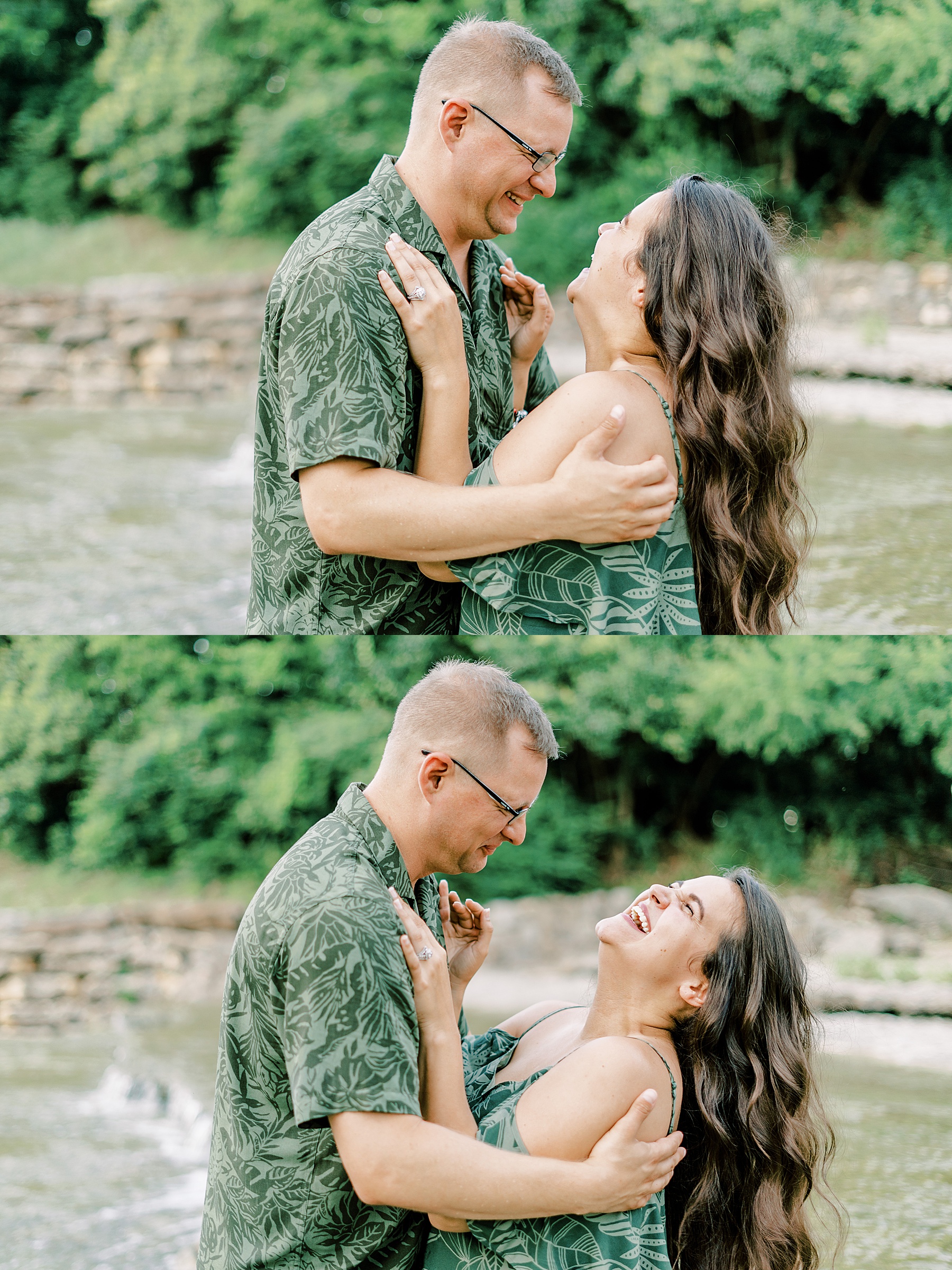 Couple embracing and giggling with each other