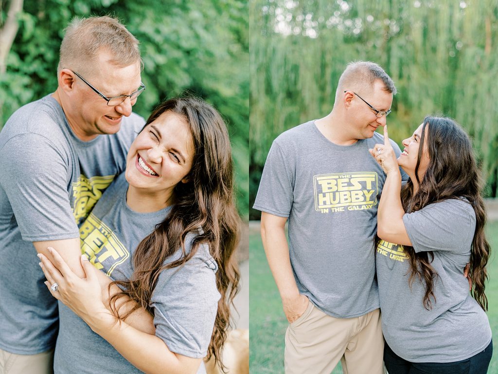 Couple laughing together at Airfield Falls  summer session 