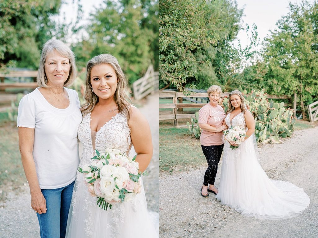 Bride standing with her mother and grandmother