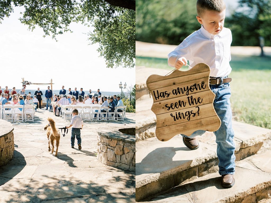 Ring bearer with best dog at Wildcatter Ranch wedding