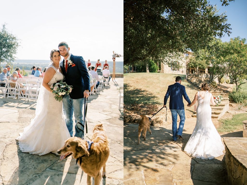 Bride and groom with their best dog
