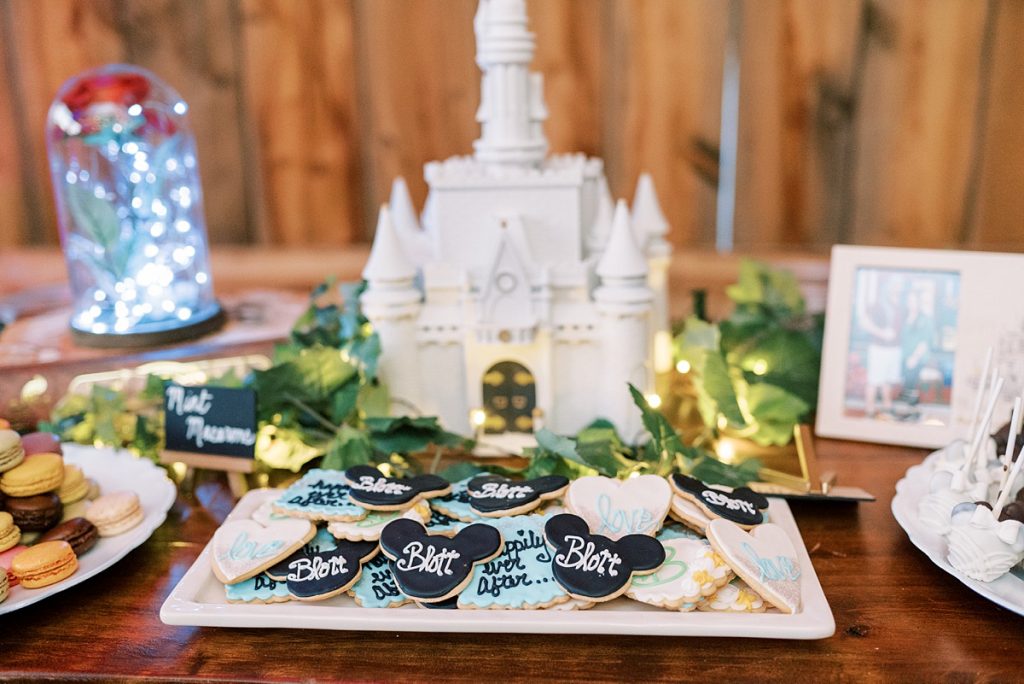 Disney wedding cake and cookies