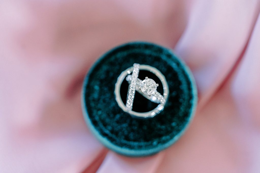 wedding rings in velvet ring case