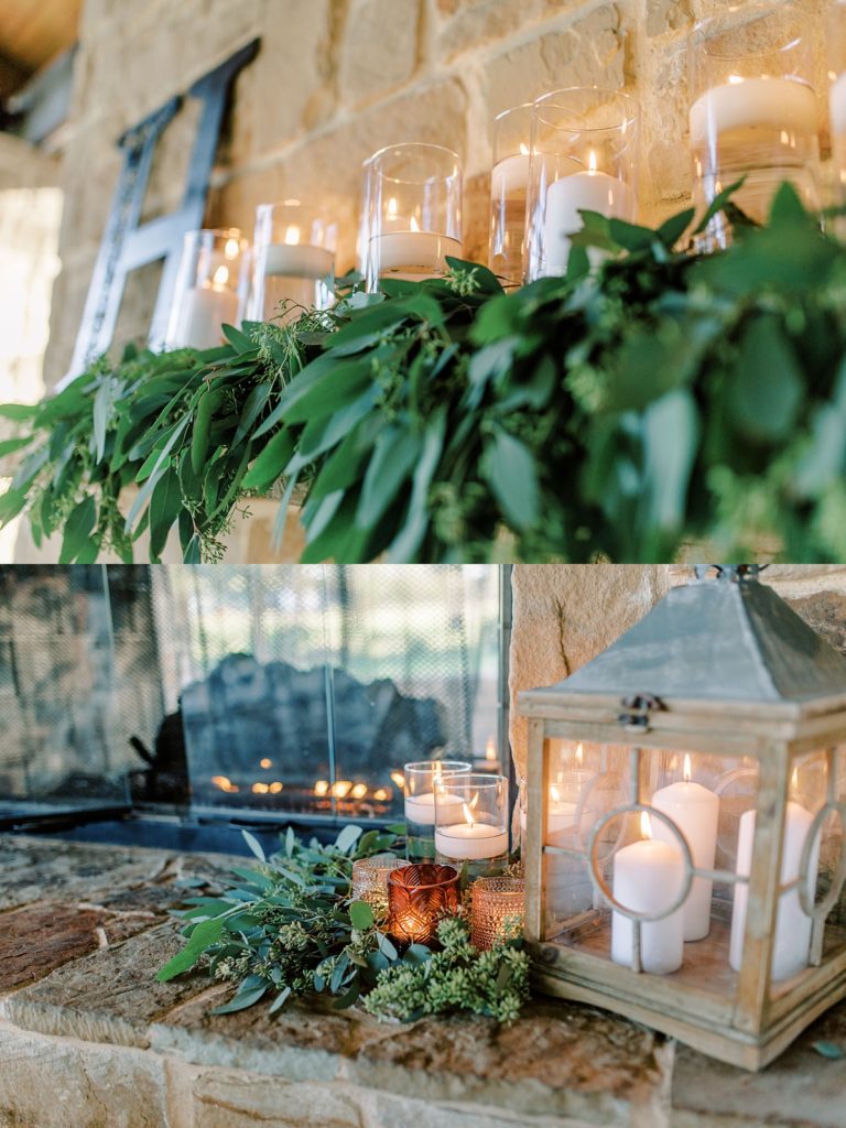 floating wedding candles and greenery