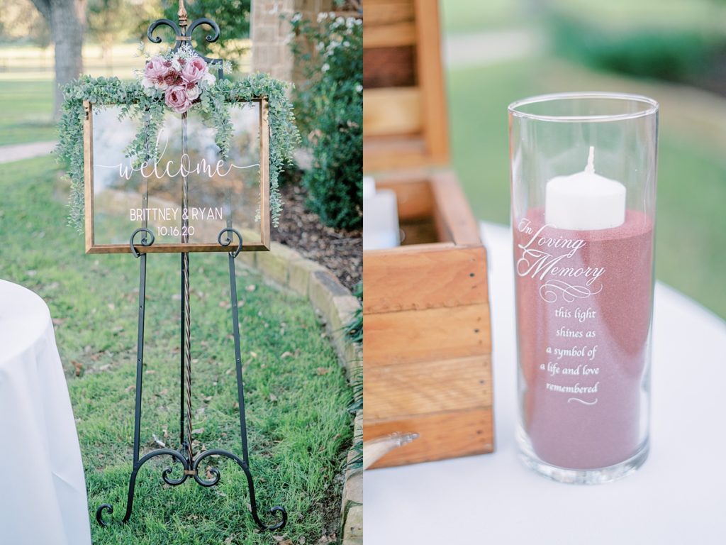 Wedding welcome sign, in loving memory wedding candle