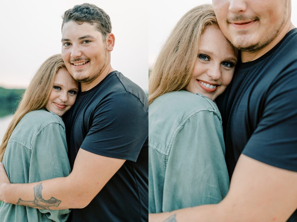 Girl leaning into guy's chest
