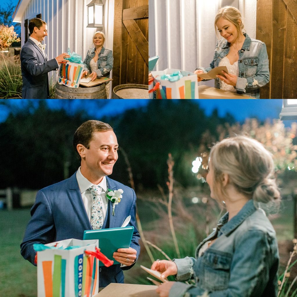 bride and groom gift exchange