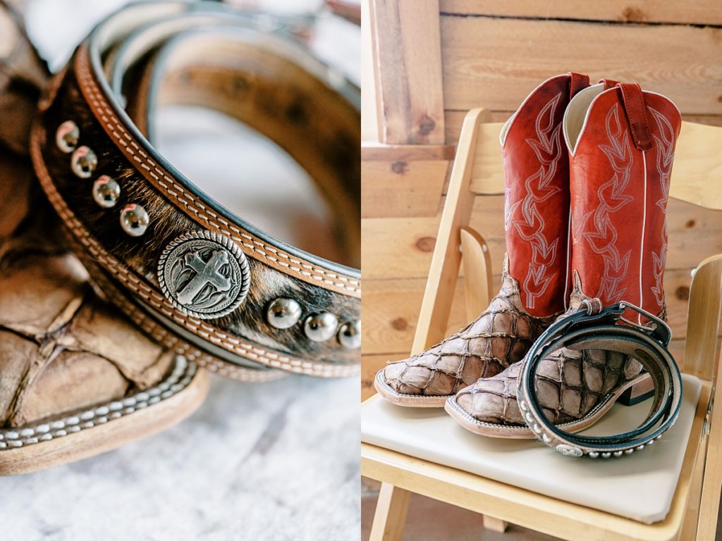 wedding cowboy boots and belt