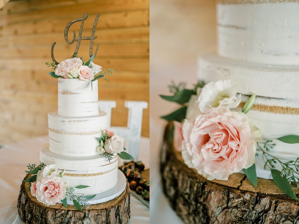 3 tiered shaved white wedding cake
