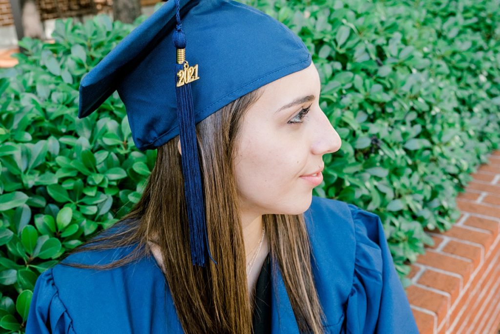 Girl in 2021 graduation cap