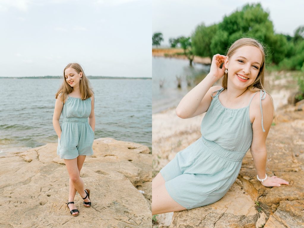 Girl posed on rock for Timber Creek HS Fort Worth TX senior session