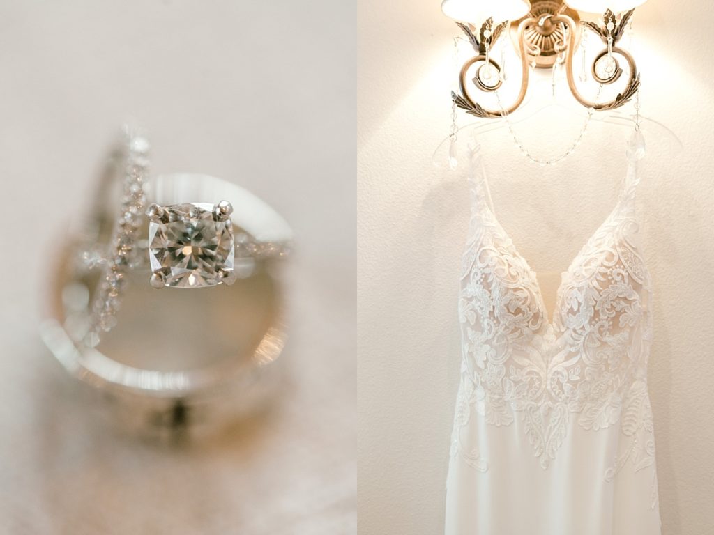 wedding gown and wedding ring