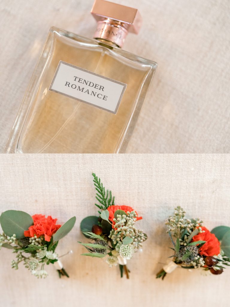 tender romance wedding perfume and boutonniere