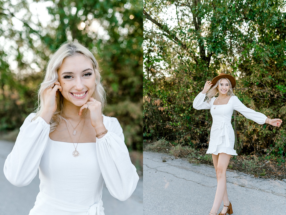 girl smiling and twirling Texas senior session
