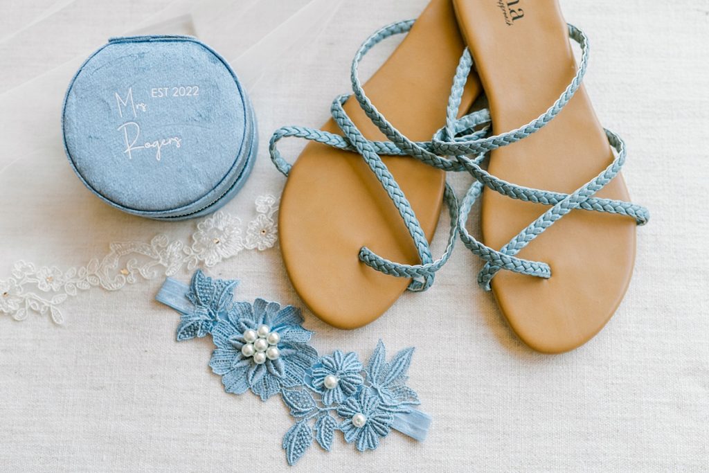 wedding sandals and garter