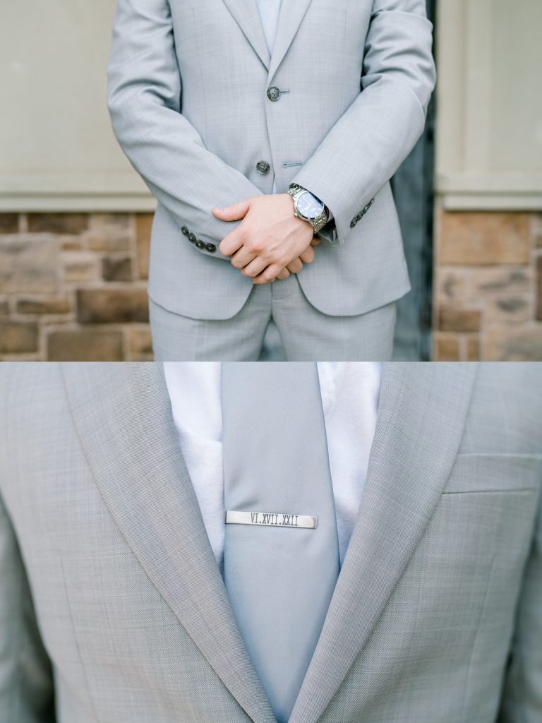 Groom portrait grey suit