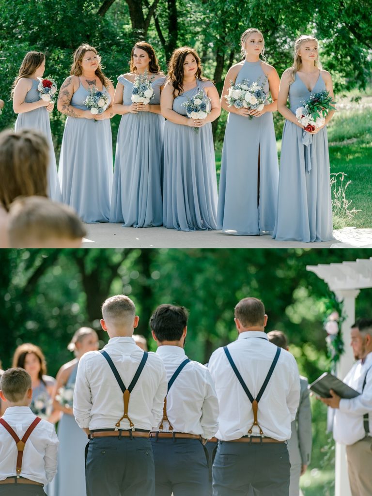 bridesmaids and groomsmen at outdoor Texas wedding reception