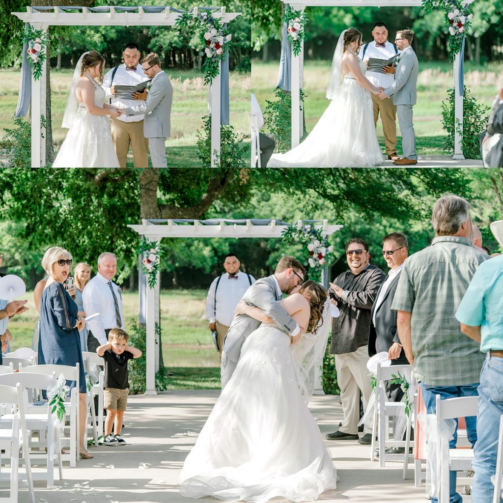 bride and groom at alter The Hamptons at Weeatherford