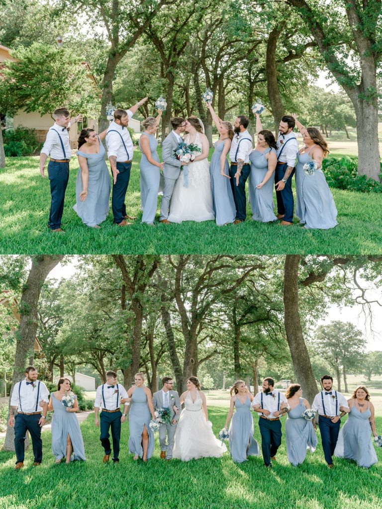 bride and bridesmaids dusty blue