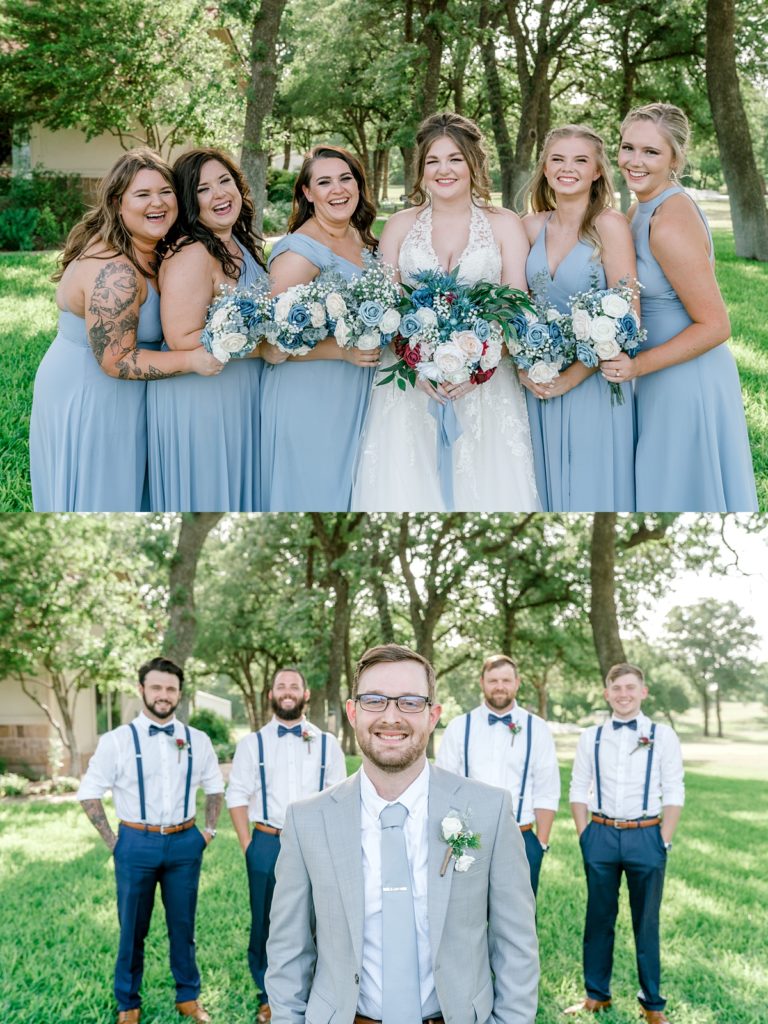 bride and bridesmaids dusty blue